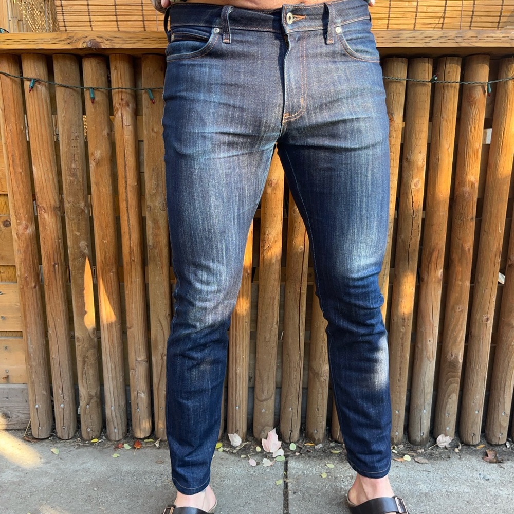 Naked & Famous Denim Men’s Skinny Jeans - Dark Indigo Fade